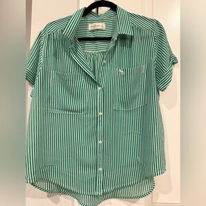 Abercrombie & Fitch Green Striped Blouse